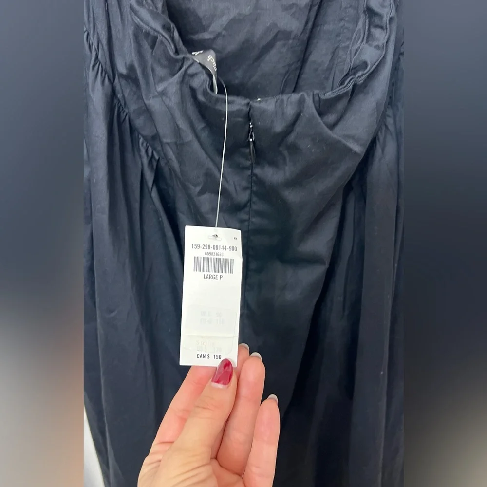NWT Abercrombie & Fitch Black Dipped Waist Sweetheart Maxi Dress—Size LP